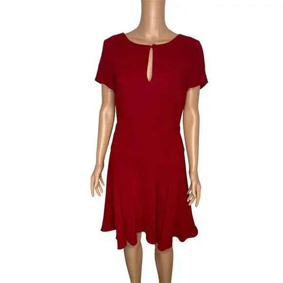 Diane von Furstenberg Raizel Fit & Flare Crepe Dress size 14 Red Office - Picture 2 of 12